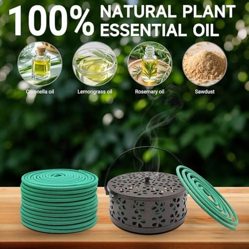 GVOPGIDES Large Citronella Incense Coils and Holder
