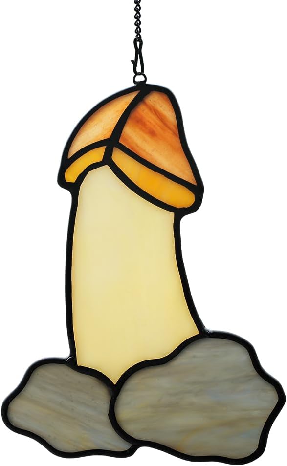 Funny Mushroom Stained Glass Suncatcher for Window