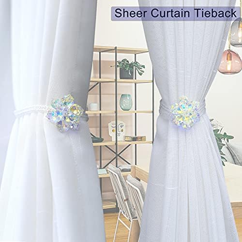 Crystal Flower Magnetic Curtain Tiebacks White AB