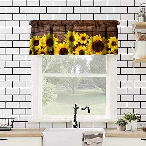 Sunflower Valance Curtains for Kitchen Living Room 54x18 Inch