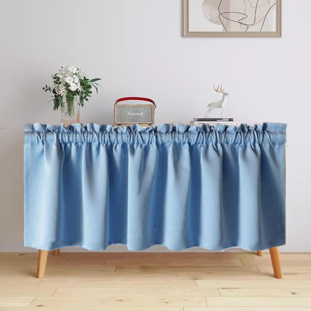 Gxi Blue Kitchen Curtain 2 Panels Rod Pocket Blackout Tiers