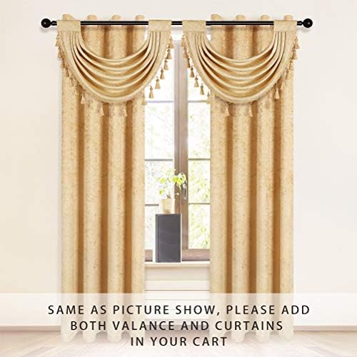 ELKCA Thick Chenille Valances Set of 2 for Living Room and Kitchen