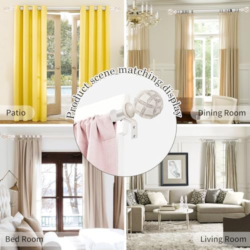 Weathered White Single Curtain Rod for Windows 48-84 Inches