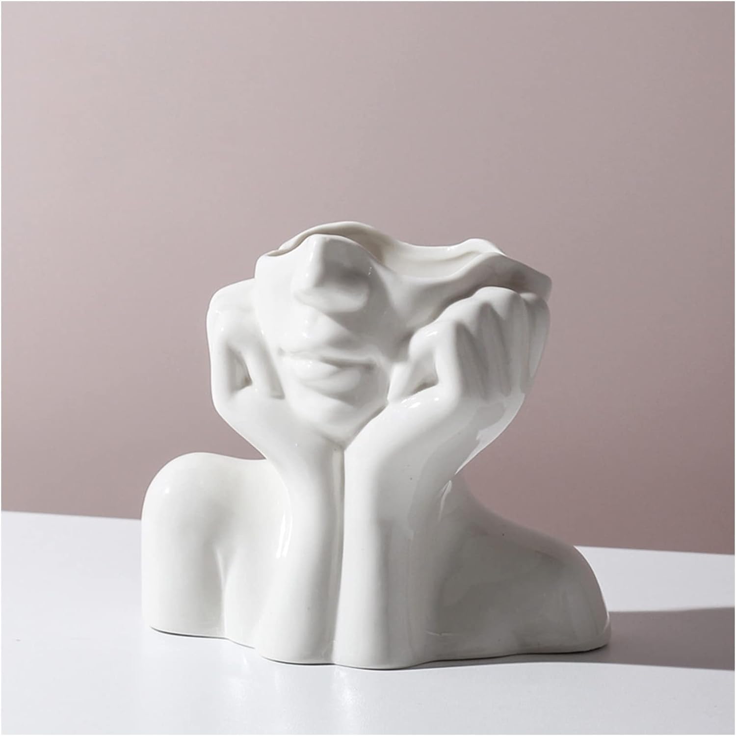 White Face Ceramic Vase for Home Decor