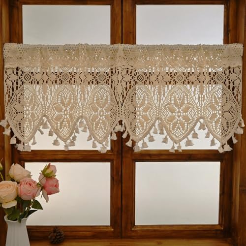 Boho Curtain Valance for Small Windows 47x26