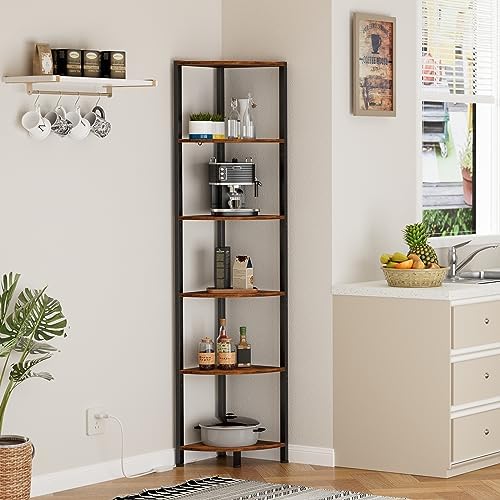 Furnulem 6 Tier Corner Shelf with LED Light