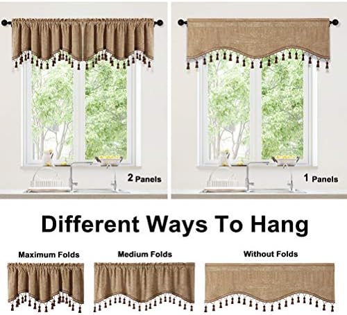 ELKCA Double-Sided Chenille Valance for Kitchen and Living Room