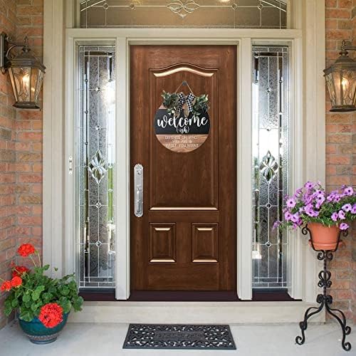 Welcome Sign Front Door Decor 12 Inch Wood Wreath