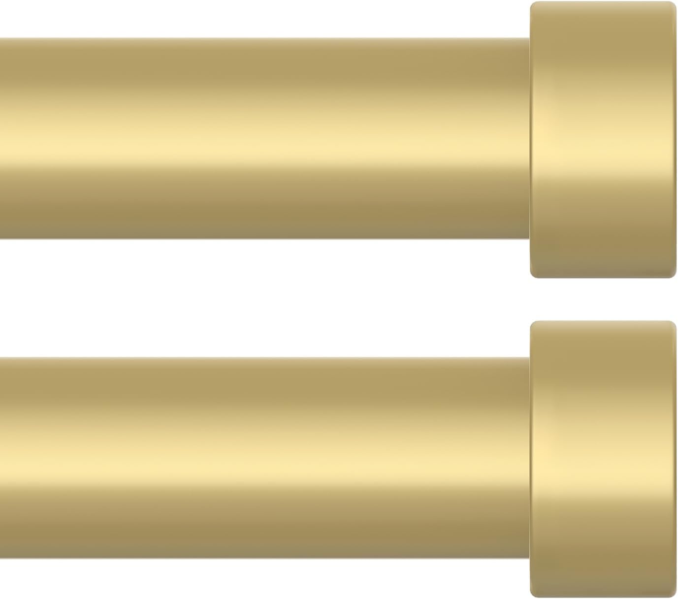 OLV 2 Pack Gold Adjustable Curtain Rods for Windows 48-84 Inch