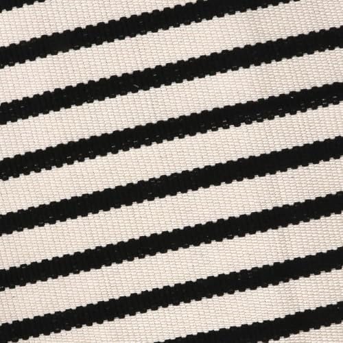 LEEVAN Black and White Striped Outdoor Rug 24x51