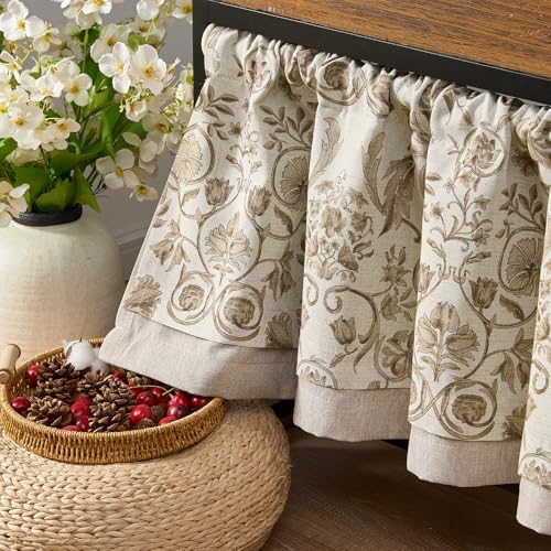 Jinchan Double Layer Linen Valance Window Curtain