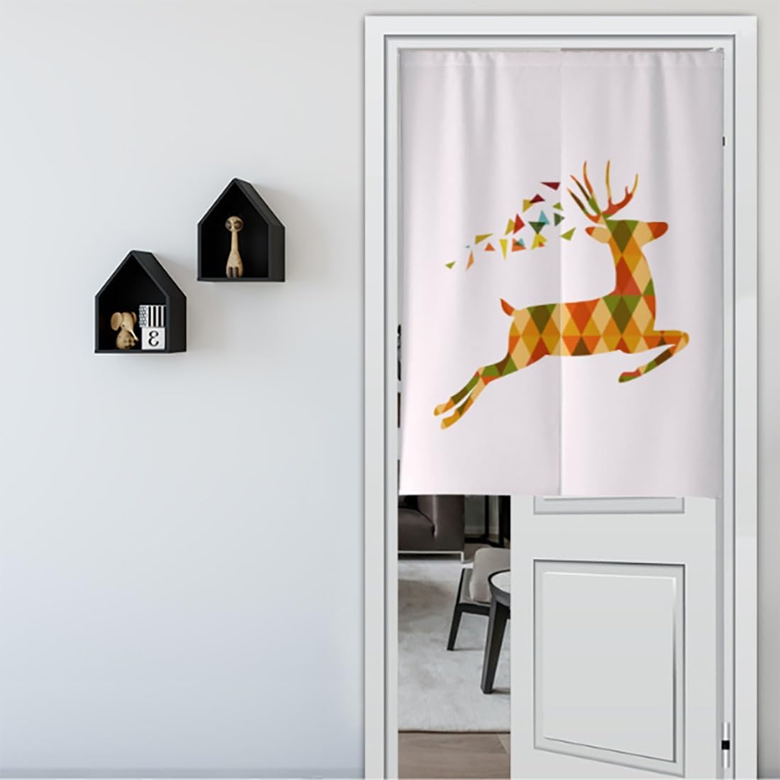 Jidanmian Noren Japanese Animal Door Curtain - Cotton Linen 80x90cm