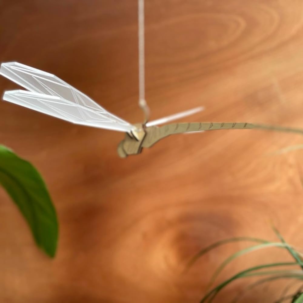 Wood and Acrylic Dragonfly Mobile 6 Inch Mid-Century Decor