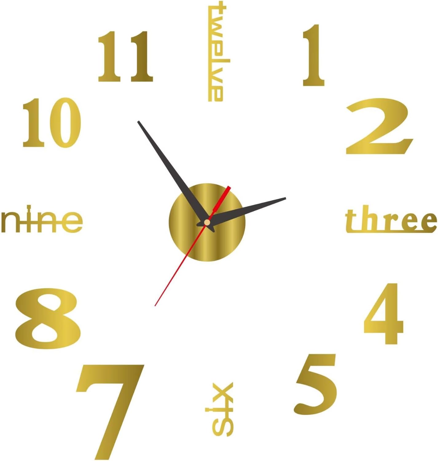 Silent Frameless Wall Clock 157 Inch Gold Acrylic Modern Design