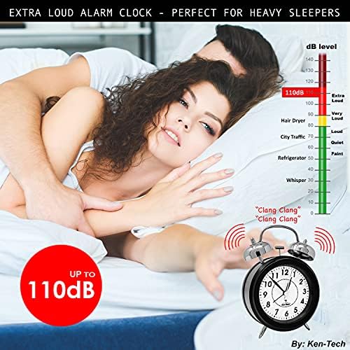 Sonnet Twin Bell Alarm Clock with Blue Backlight