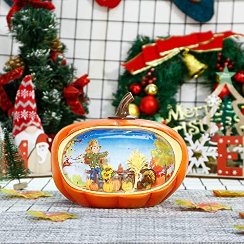 HOLYHOM Fall Decor Lighted Pumpkin Snow Globe