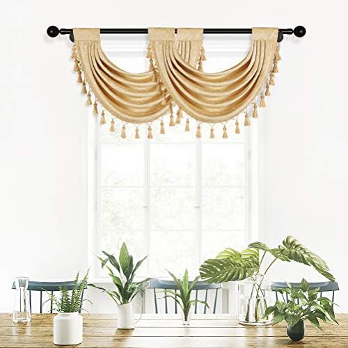 ELKCA Thick Chenille Valances Set of 2 for Living Room and Kitchen