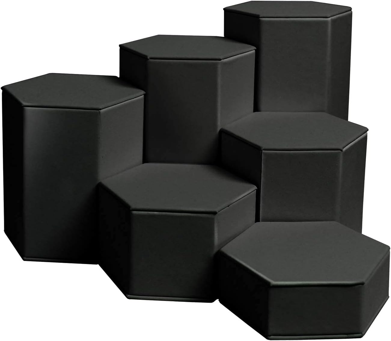 MOOCA Black Leatherette Jewelry Riser Set 6 Pcs