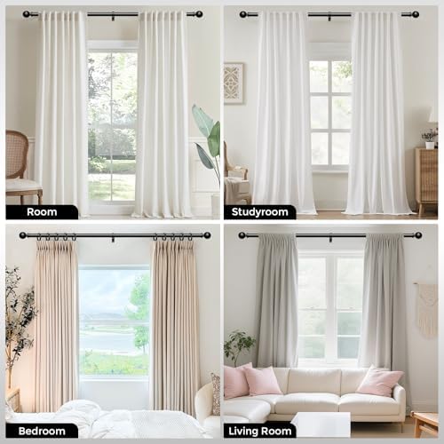 2 Pack Black Curtain Rods 48 to 84 Inch Adjustable Heavy Duty