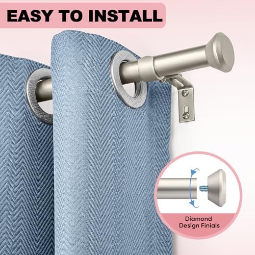 Heavy Duty Curtain Rods for Windows 28-48 Inches with Diamond Finials
