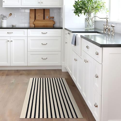 KILOCOCO Beige Striped Front Door Rug 23x36