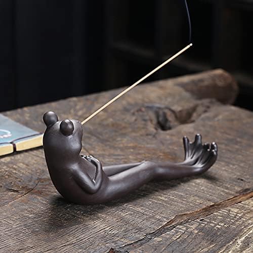 ChangWanna Frog Incense Stick Holder - Ceramic Incense Burner with 45 Sandalwood Sticks
