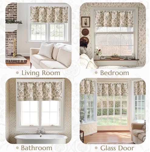 Jinchan Double Layer Linen Valance Window Curtain