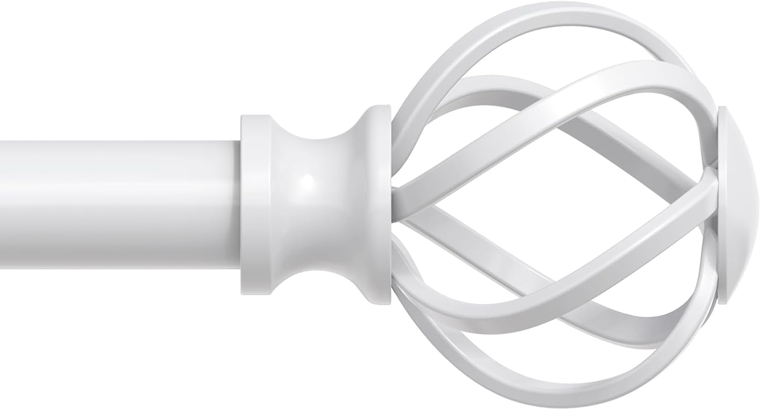 VOIIY 36-72 Inch Curtain Rods with Twisted Cage Finials