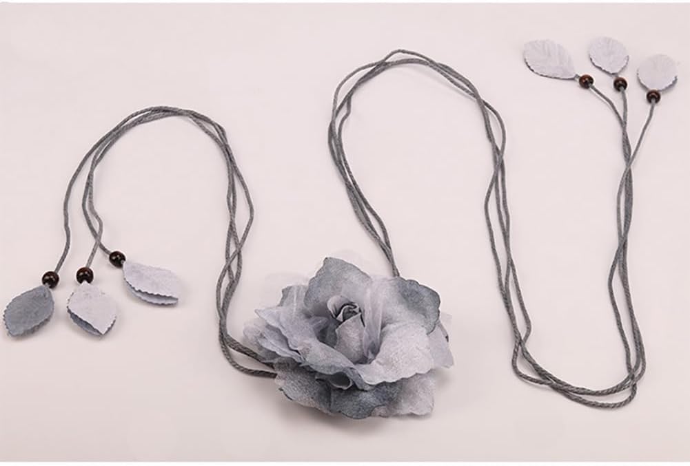 2 Pcs Decorative Curtain Tiebacks with Flower Design Grey