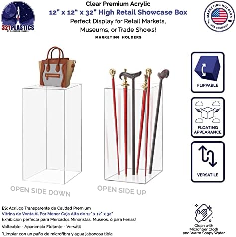 Clear Acrylic Display Cube Pedestal 12x12x32 Inch