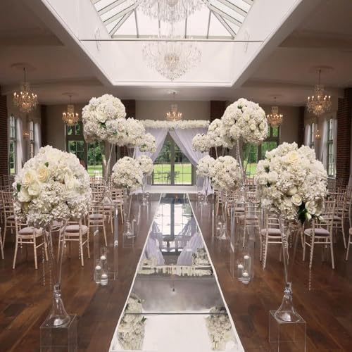 YADI Silver Mirror Aisle Runner 33x33 Ft Wedding