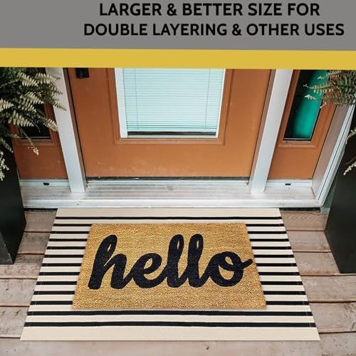 KILOCOCO Beige Striped Front Door Rug 23x36