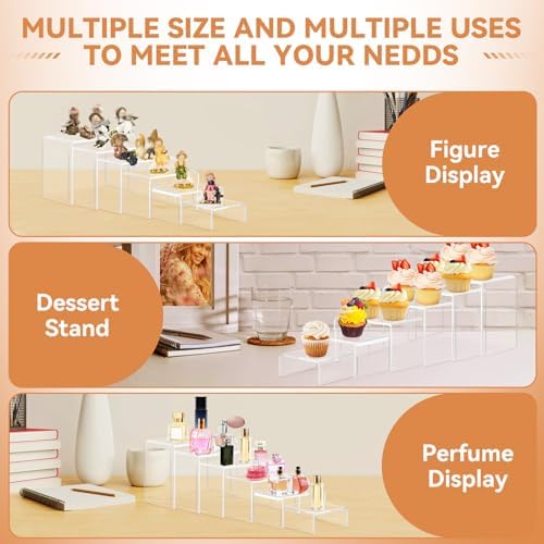12 Pcs Acrylic Display Risers 2 Sets for Jewelry and Perfume Showcase