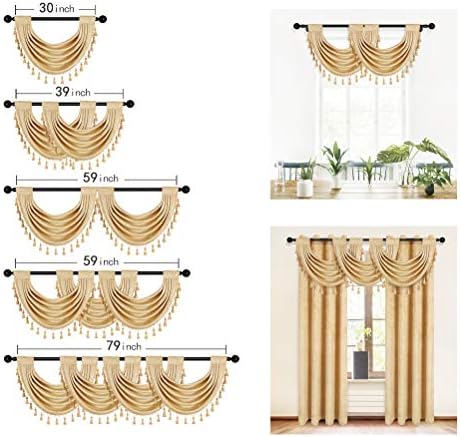 ELKCA Thick Chenille Valances Set of 2 for Living Room and Kitchen