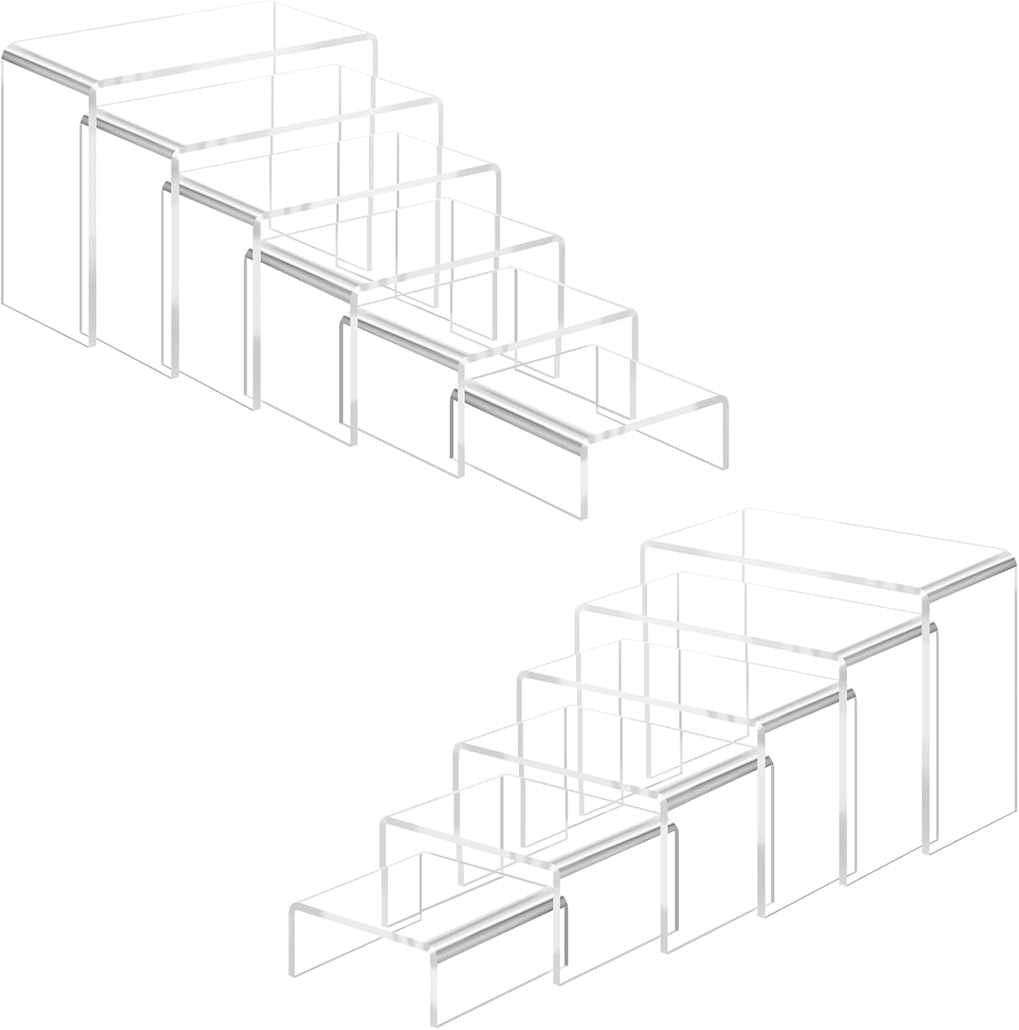 12 Pcs Acrylic Display Risers 2 Sets for Jewelry and Perfume Showcase