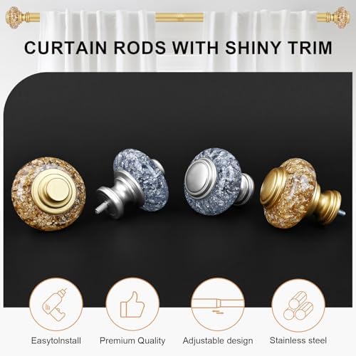 2 Pack Gold Curtain Rods for Windows 48-84 Inch Farmhouse Style