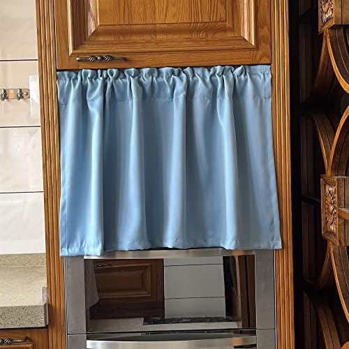 Gxi Blue Kitchen Curtain 2 Panels Rod Pocket Blackout Tiers