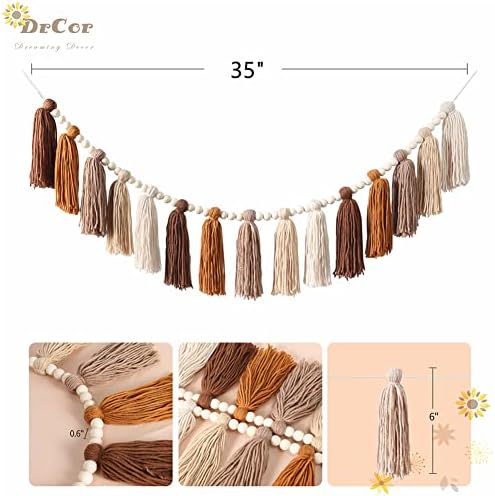 DrCor Boho Tassel Garland - Terracotta Rainbow Wall Decor