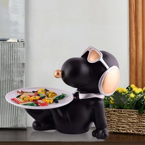 JAS CRAFTLY Clouds Black Resin Dog Sculpture 8 Inches