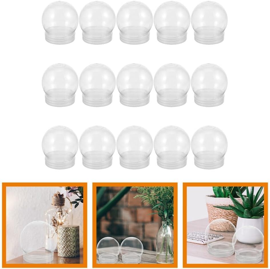 15 Pack 3 Inch Clear Snow Globe Jar DIY Craft Set