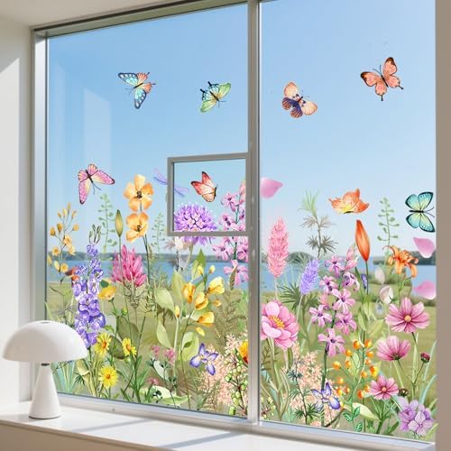PASUXI 2 Sets Flower Window Clings for Glass Windows