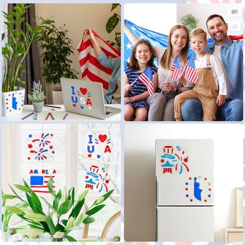 6 PCS 4th of July Gel Window Clings Patriotic Decorations