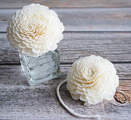 Mixed White Sola Flower with Cotton Wick Diffuser Set