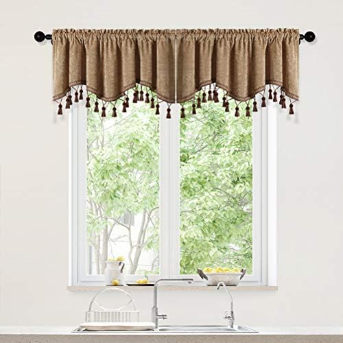 ELKCA Double-Sided Chenille Valance for Kitchen and Living Room