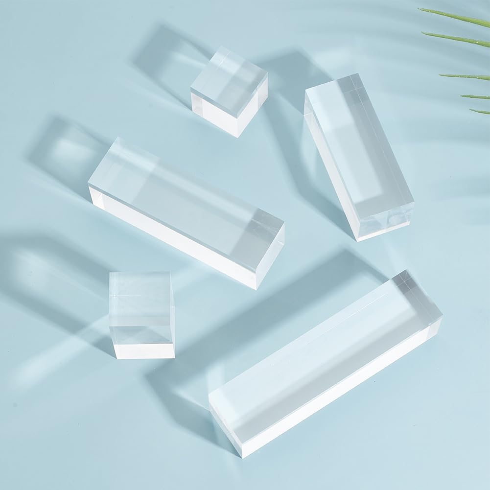 BENECREAT 5pcs Clear Acrylic Display Blocks for Jewelry and Gemstone Display