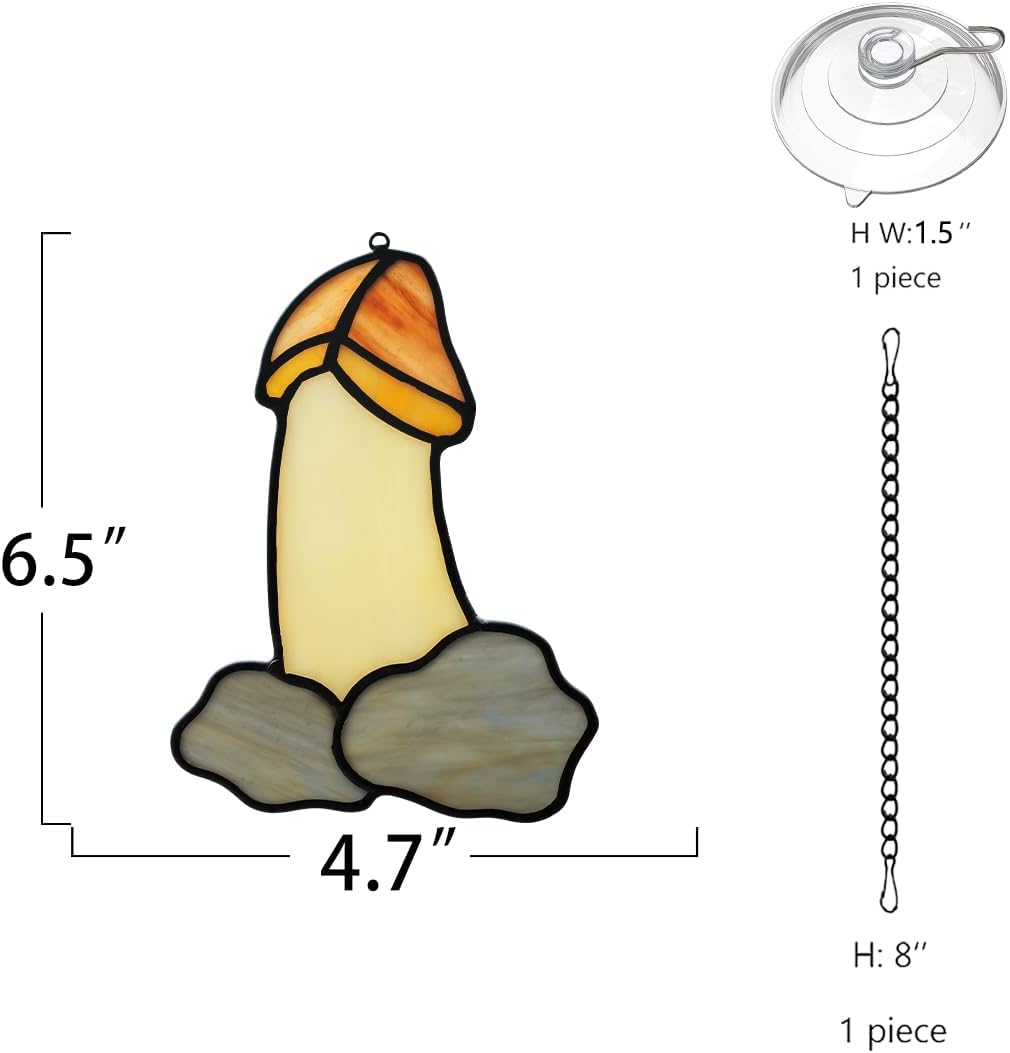 Funny Mushroom Stained Glass Suncatcher for Window