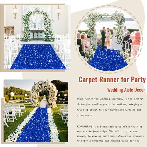 Royal Blue Sequins Aisle Runner 2FTx15FT Carpet for Wedding Parties