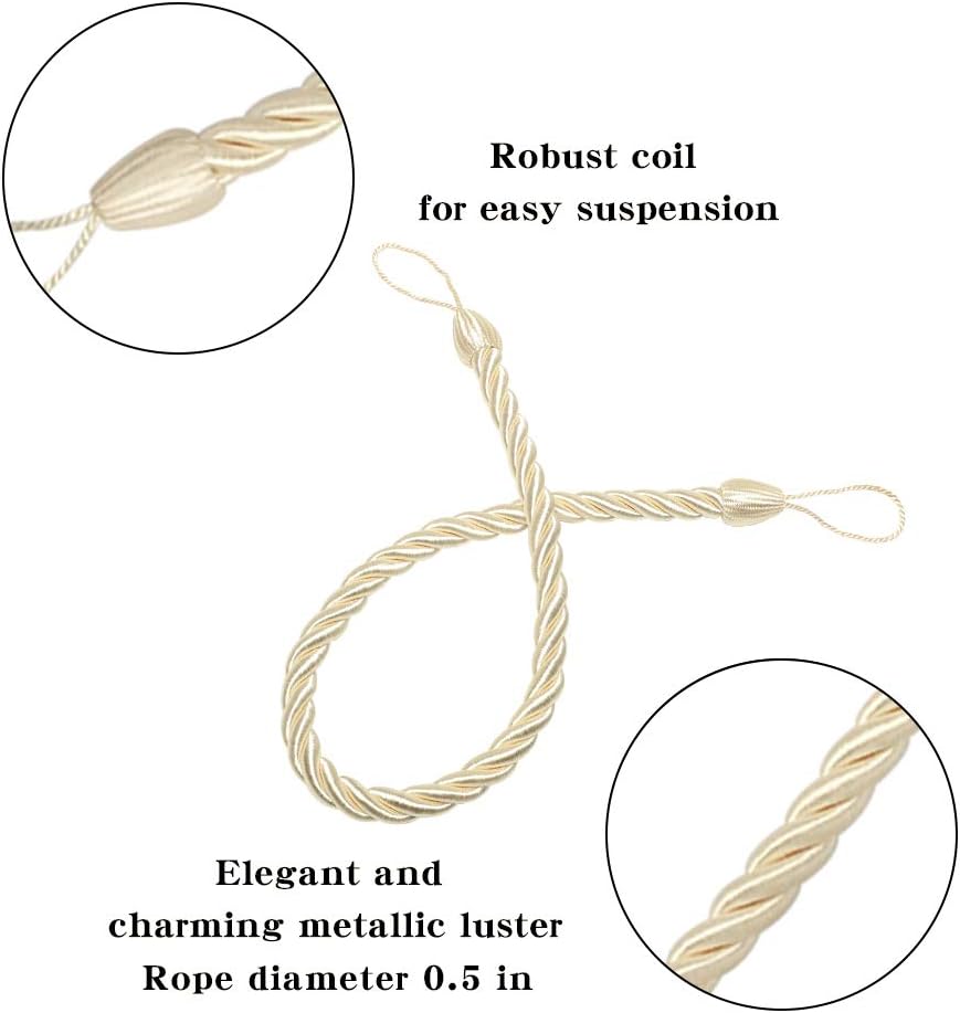 BEL AVENIR Curtain Tiebacks with 2 Metal Hooks 2 Pack