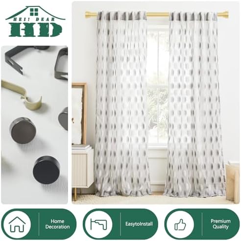 HEI DEAR Gold Curtain Rods 72-144 Inch