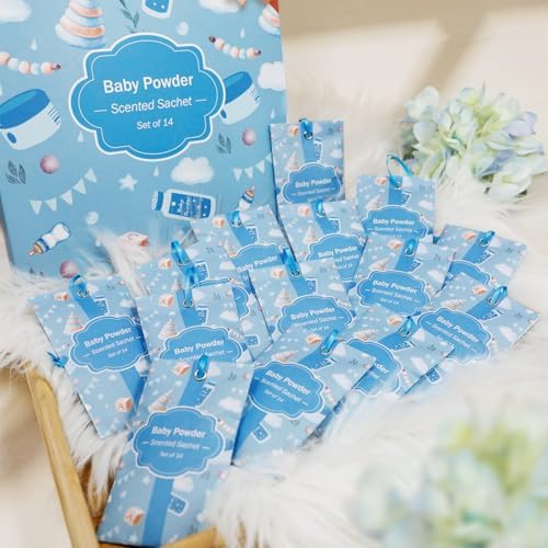 SCENTORINI Scented Sachets Baby Powder 14 Pack for Drawers Closets Cars